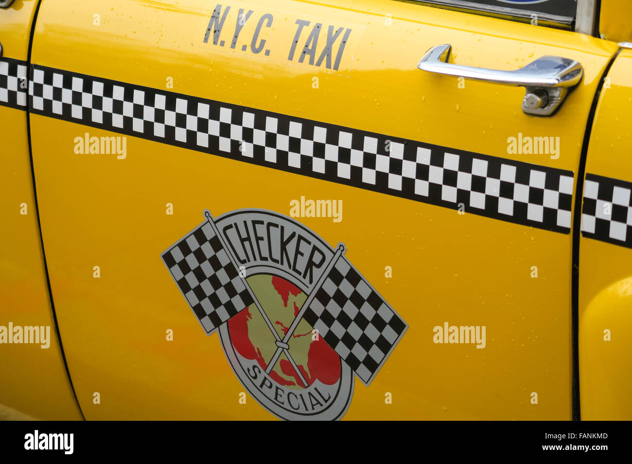 Vintage New York City Checker Taxi Cab Stock Photo