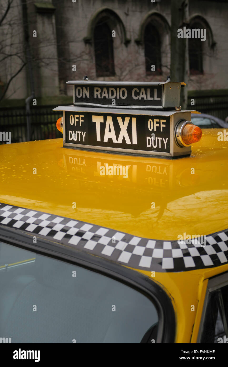 Vintage New York City Checker Taxi Cab Stock Photo