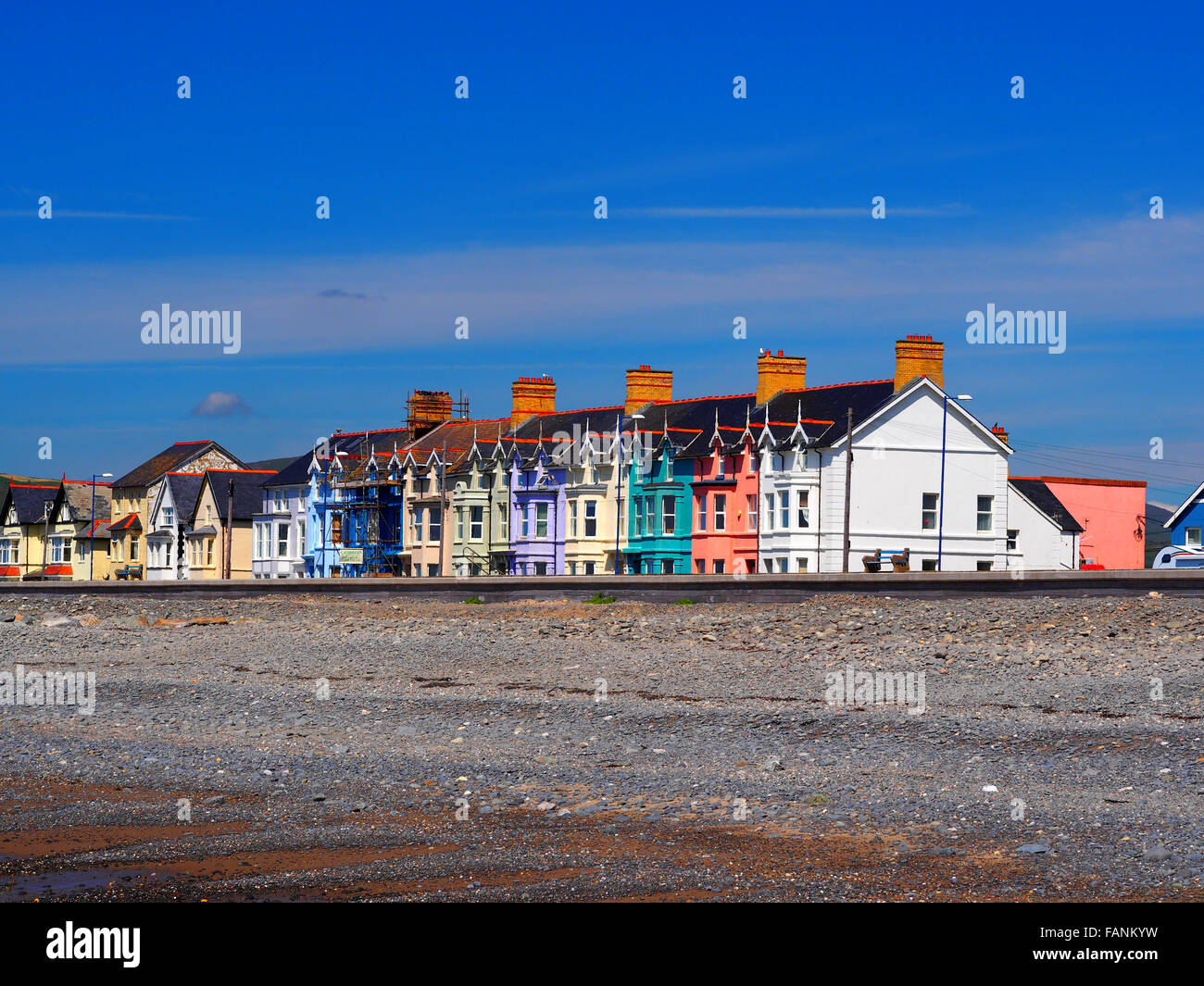Colourful houses at Borth, Ceredigion Stock Photo