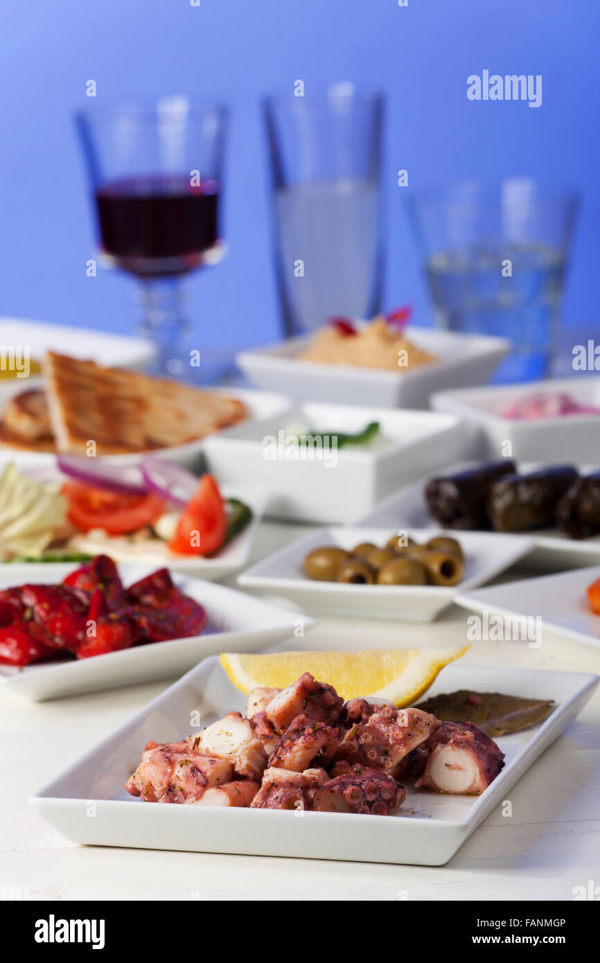 variety of greek appetizers Stock Photo Alamy