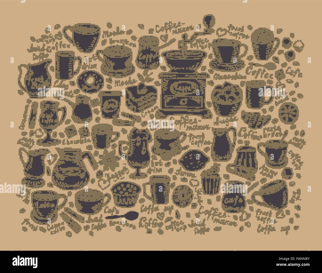 Coffee and Tea set items. Doodle. Vector illustration Stock Vector ...