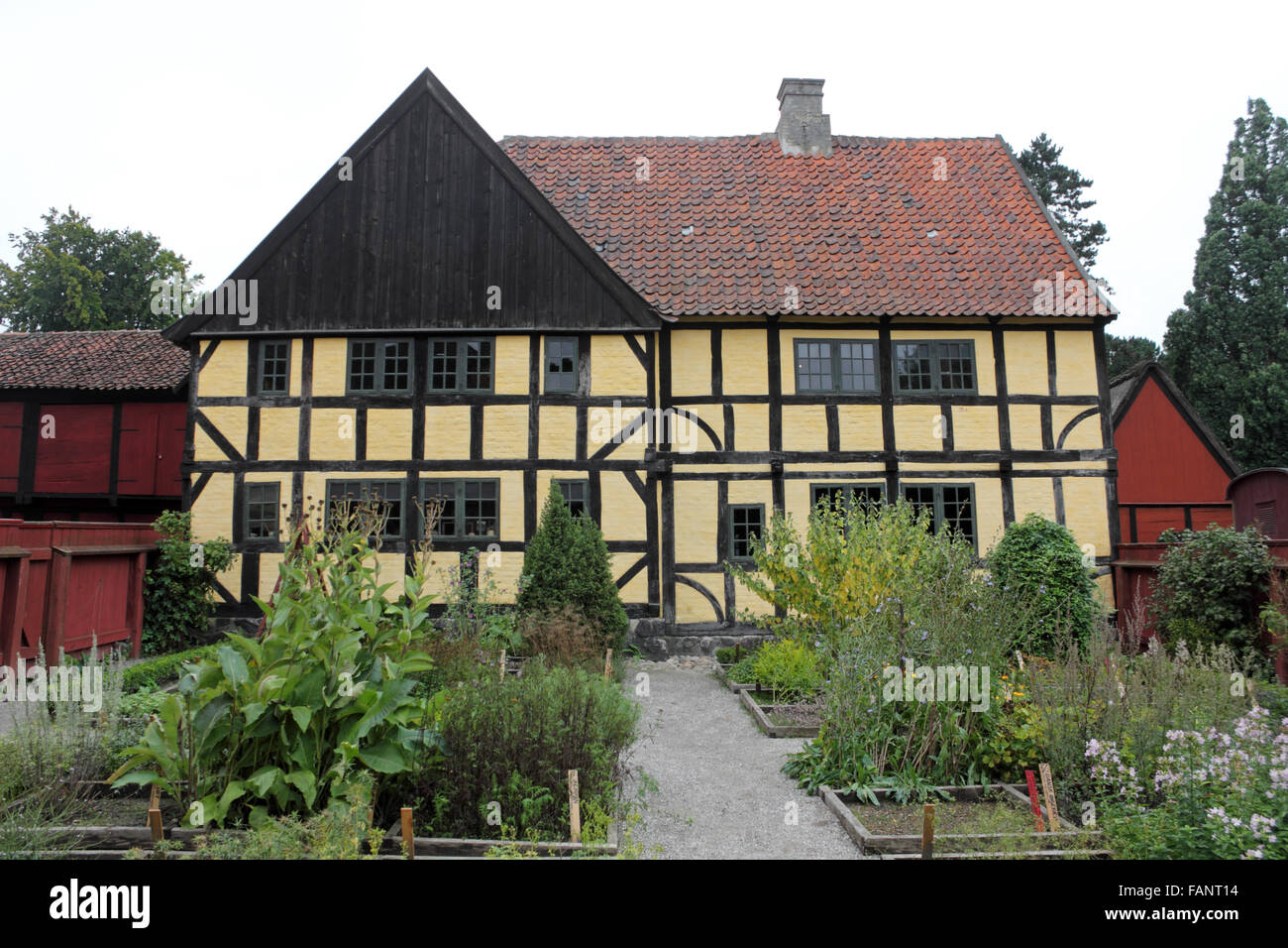 Den Gamle By - The Old Town in Aarhus, Denmark, is an open-air town museum. Stock Photo