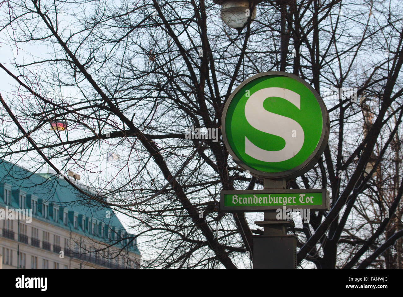 Symbol of the S-Bahn station 'Brandenburger Tor' in Berlin, Germany Stock Photo