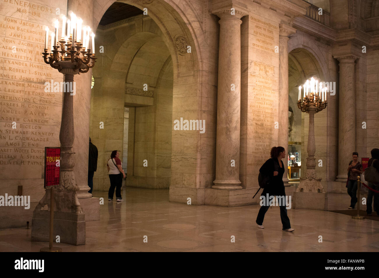 NEW YORK, Steps in Astor Hall at the New York Library. 5th Ave and 42nd ...