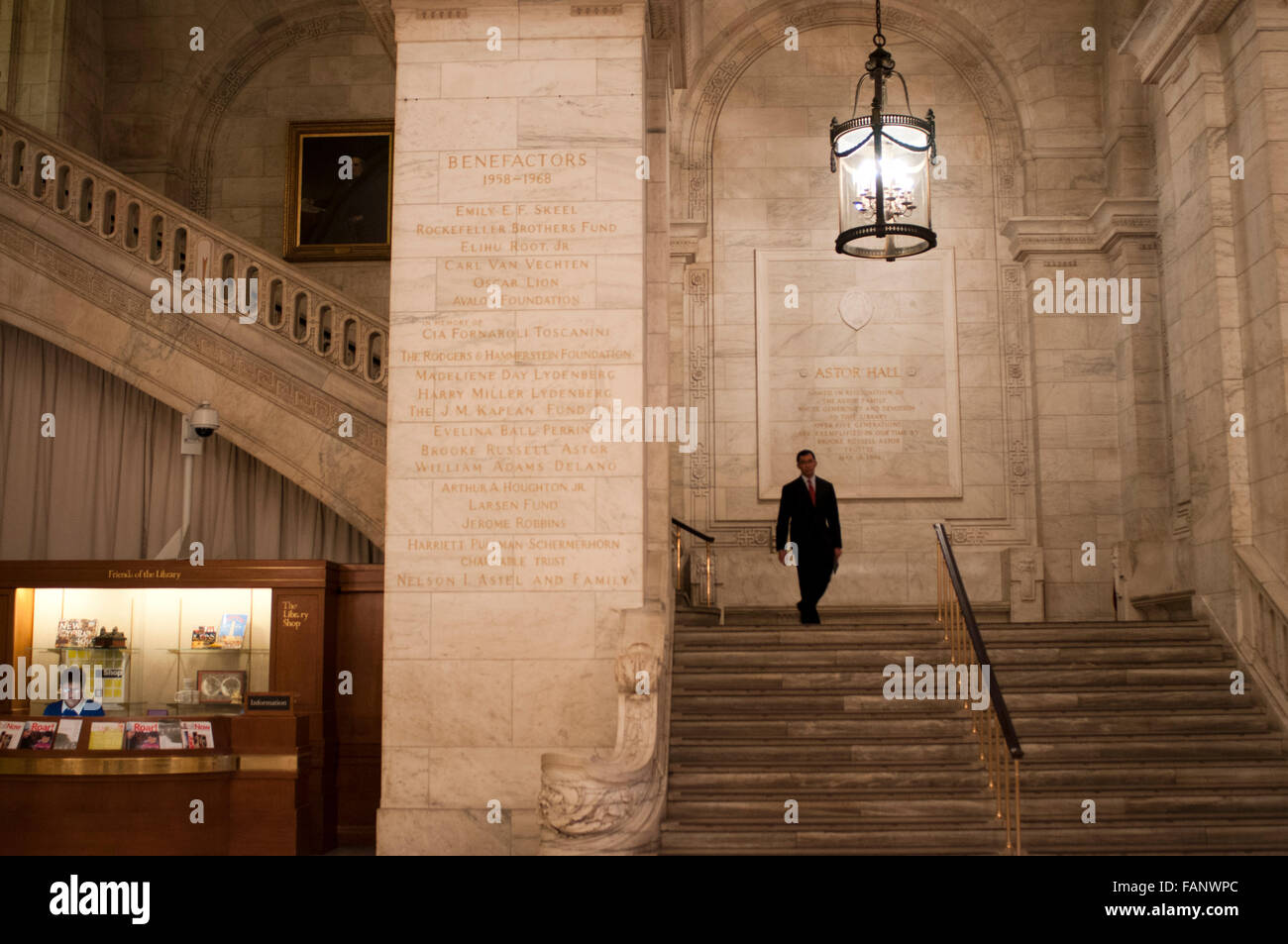 NEW YORK, Steps in Astor Hall at the New York Library. 5th Ave and 42nd ...