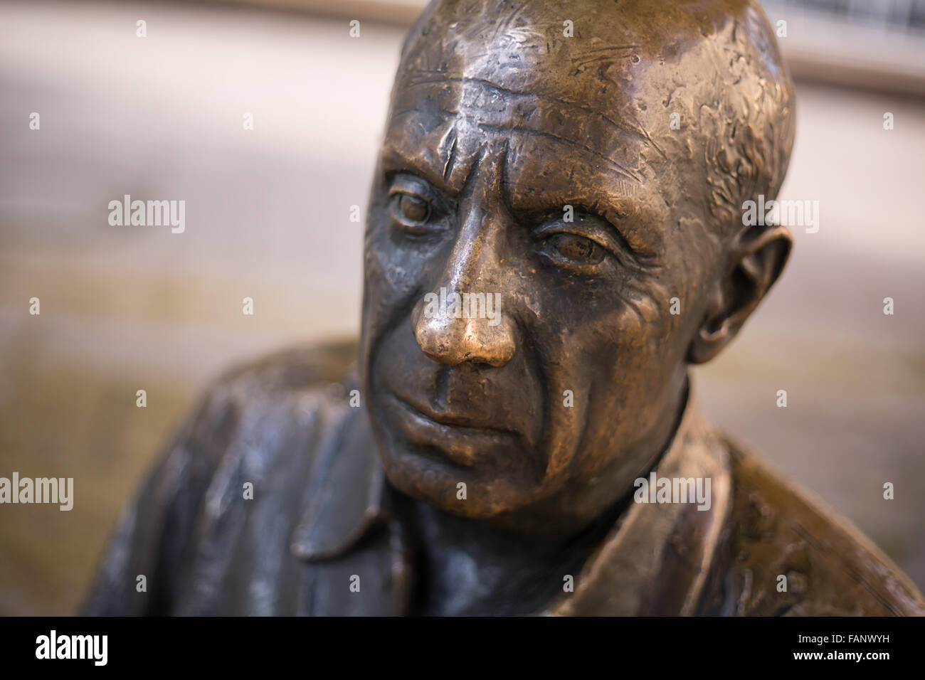 Statue of artist Pablo Picasso in the Plaza de la Merced, near the Casa Natal de Picasso, in Malaga, Andalusia, Spain. Stock Photo