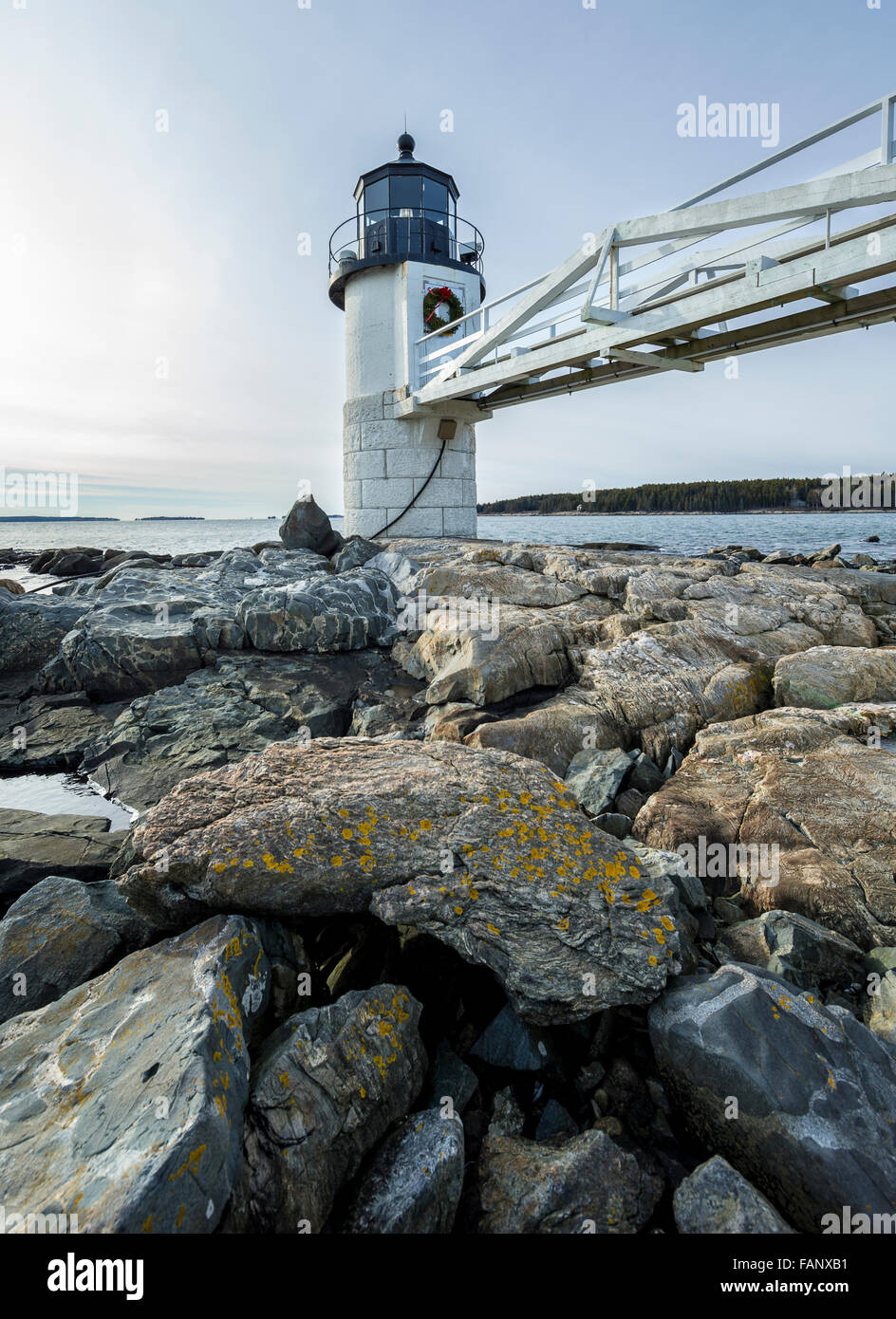A view of Marshall Point Light in Port Clyde, Maine, USA Stock Photo
