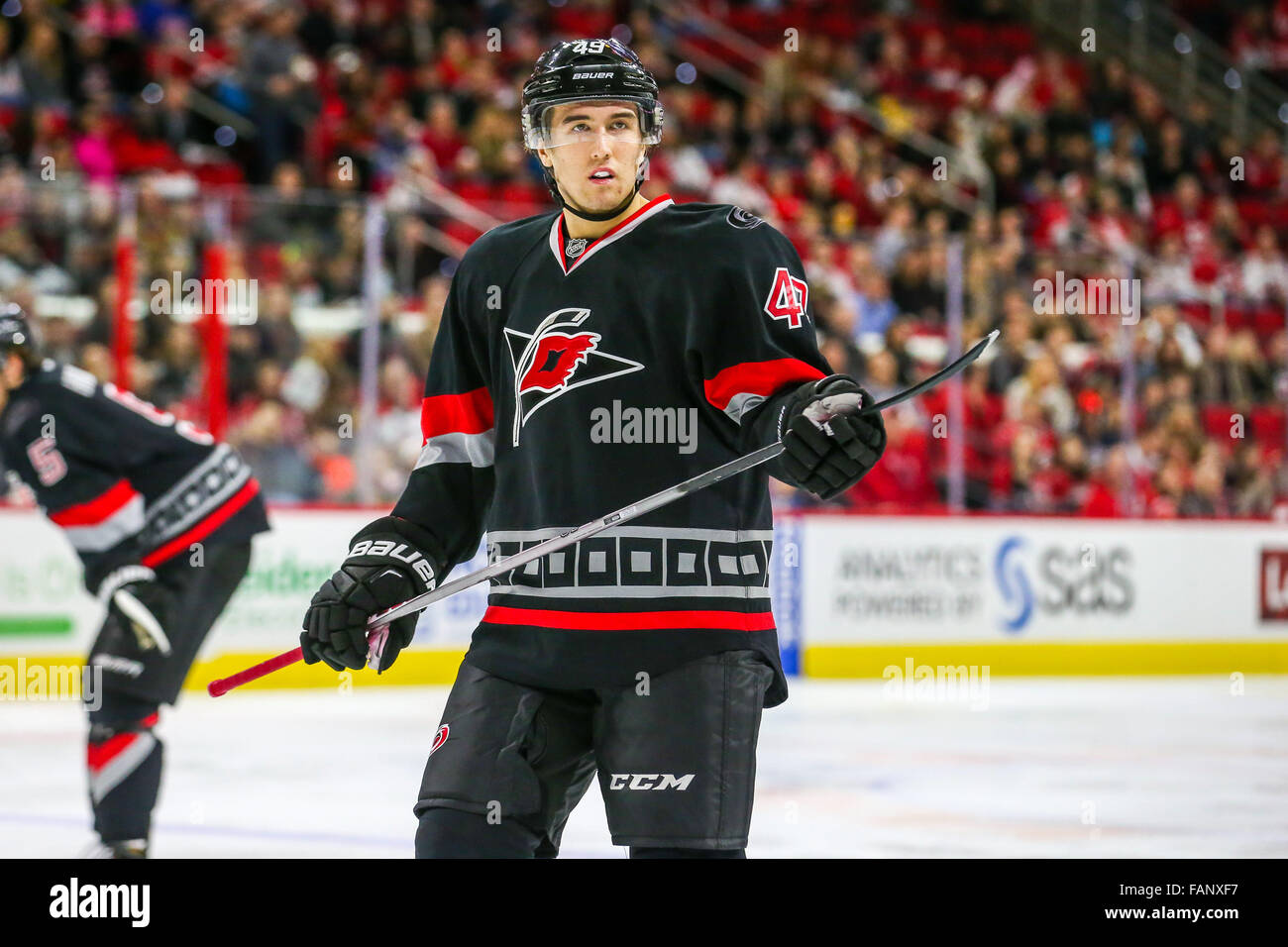 Dec. 31, 2015 - Carolina Hurricanes center Victor Rask (49) during the ...