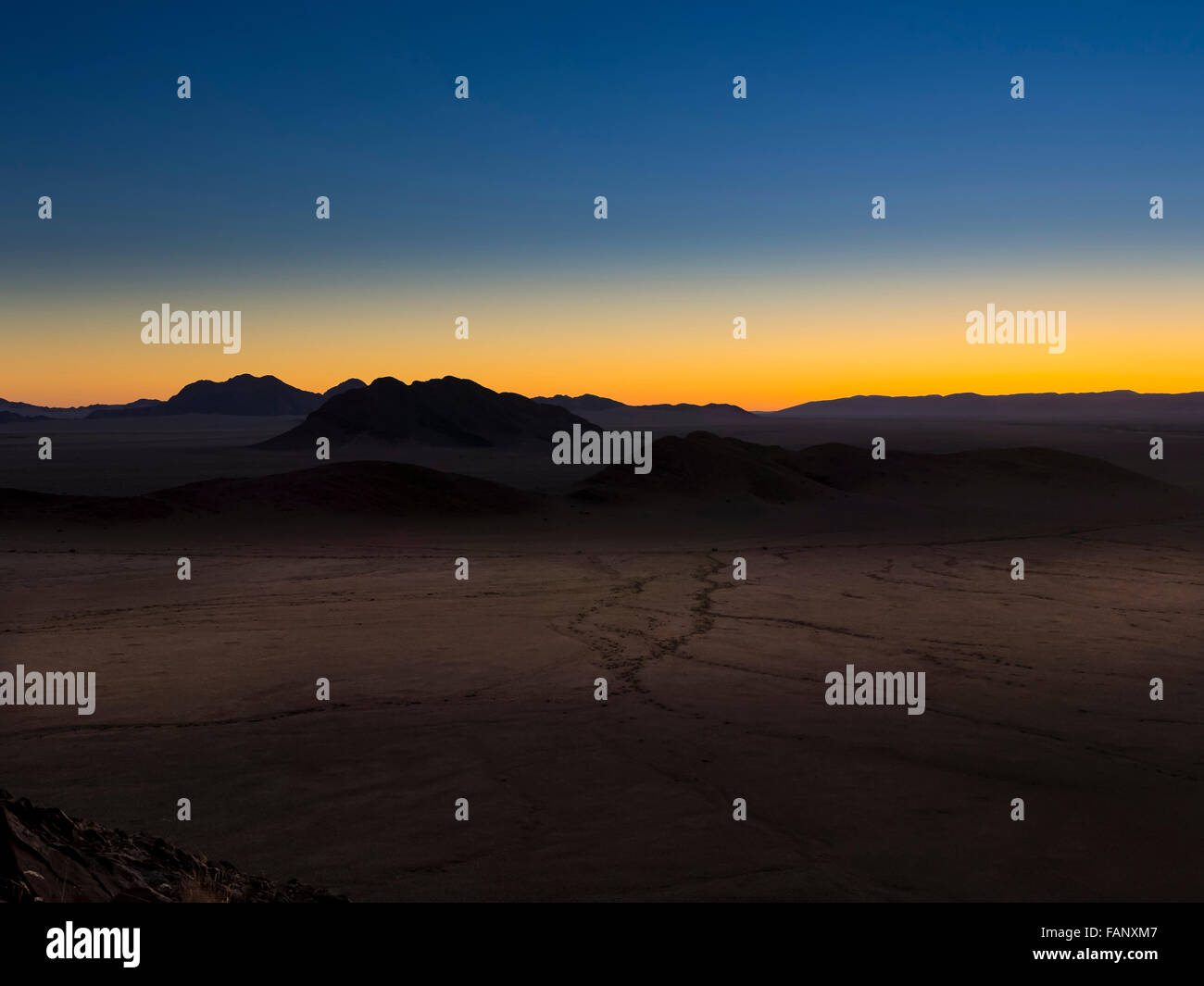 Sunset over the Tsaris Mountains, Hardap Region, Namibia Stock Photo