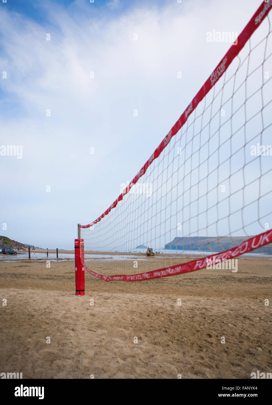 Polzeath Beach Volleyball Net Stock Photo Alamy
