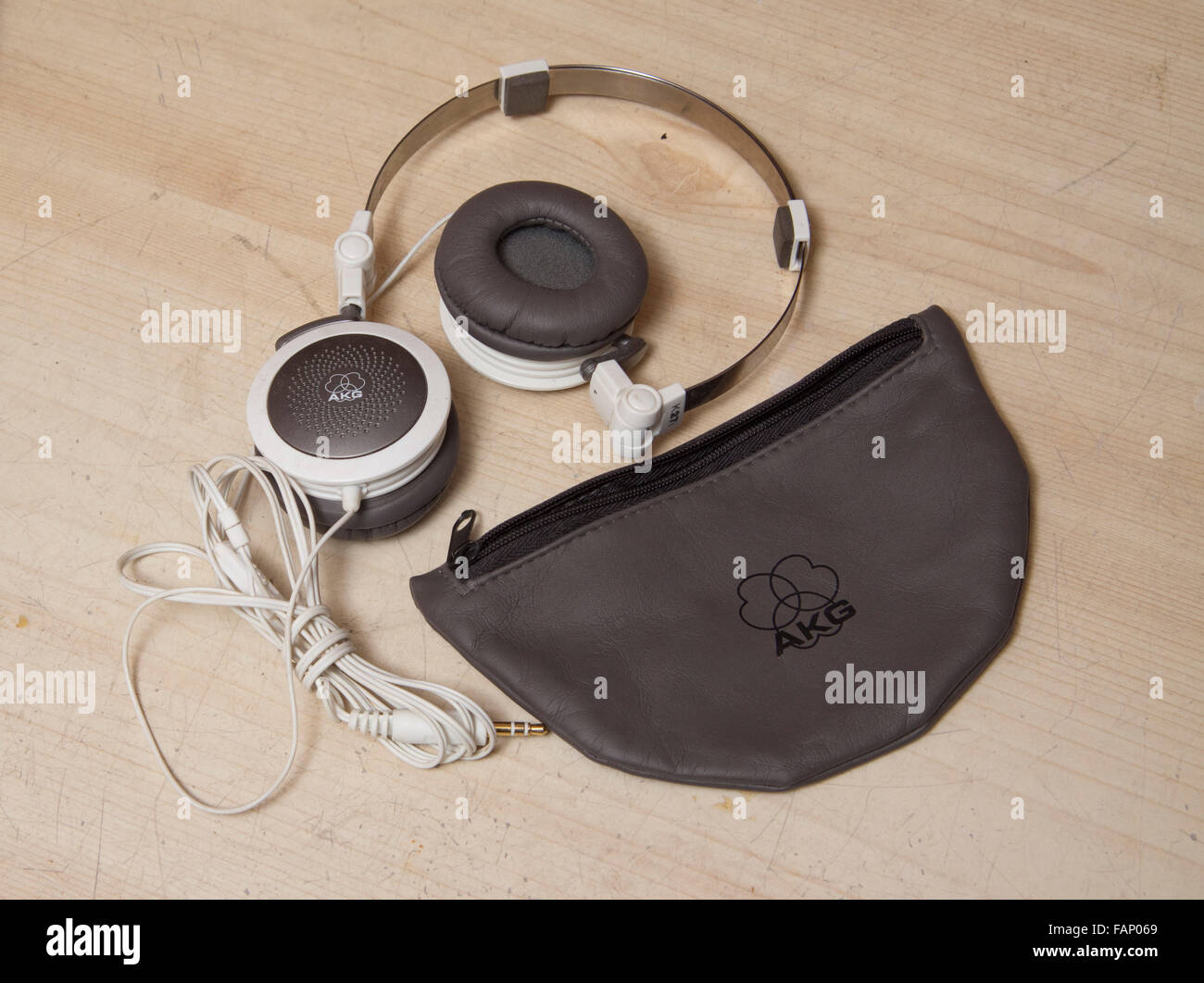 Pair of AKG K27i folding headphones with pouch Stock Photo - Alamy