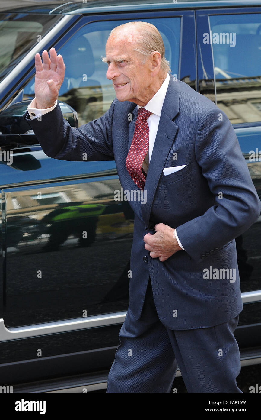 Prince Philip, Duke of Edinburgh at the Royal Society in Edinburgh, Scotland on 12 August 2013. Stock Photo