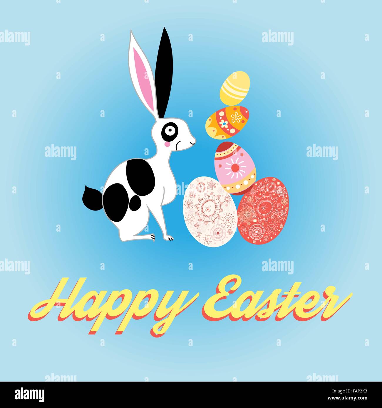 beautiful card with bunny for Easter on blue background Stock Vector ...