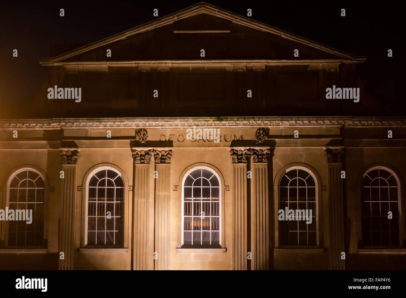 Walcot Chapel with inscription of Deo Sacrum. A building from 1815 in the UNESCO World Heritage city of Bath, in Somerset, UK Stock Photo