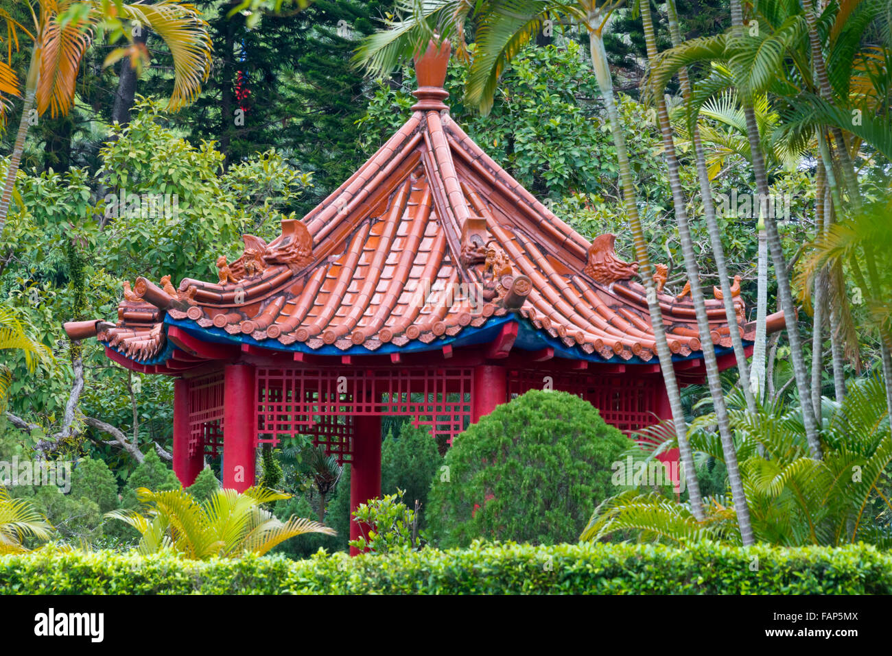 Pavilion inside Shilin Official Residence, the former home of the late president Chiang Kai-shek, Taipei, Taiwan Stock Photo