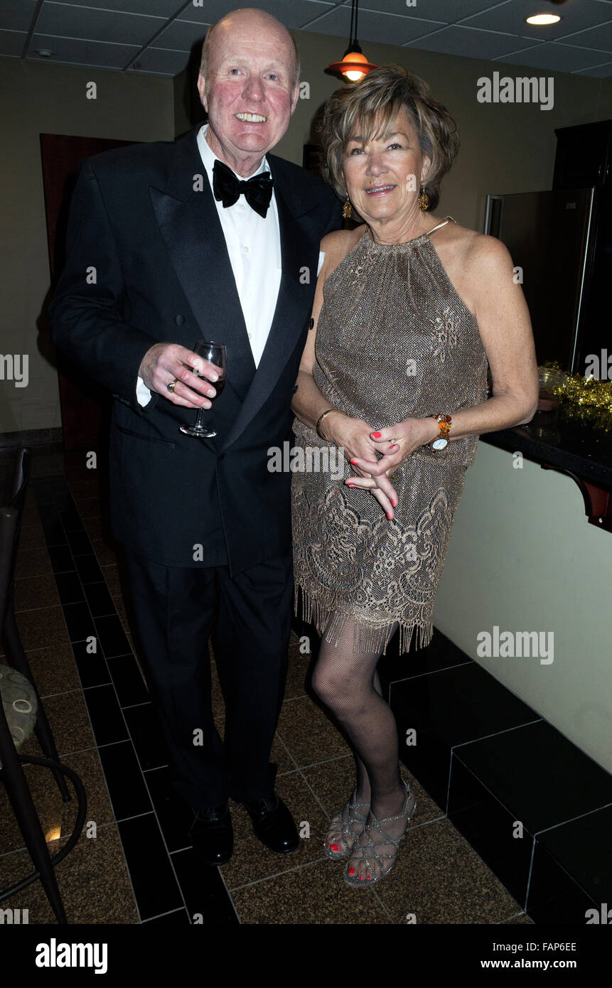 Happy senior couple in formal attire enjoying an evening at an Oscar party. Edina Minnesota MN USA Stock Photo