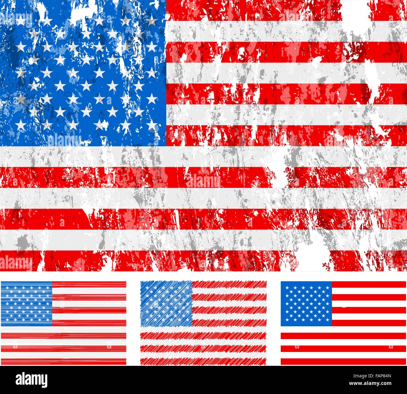 USA grunge flag set on a white background. Vector illustration Stock ...