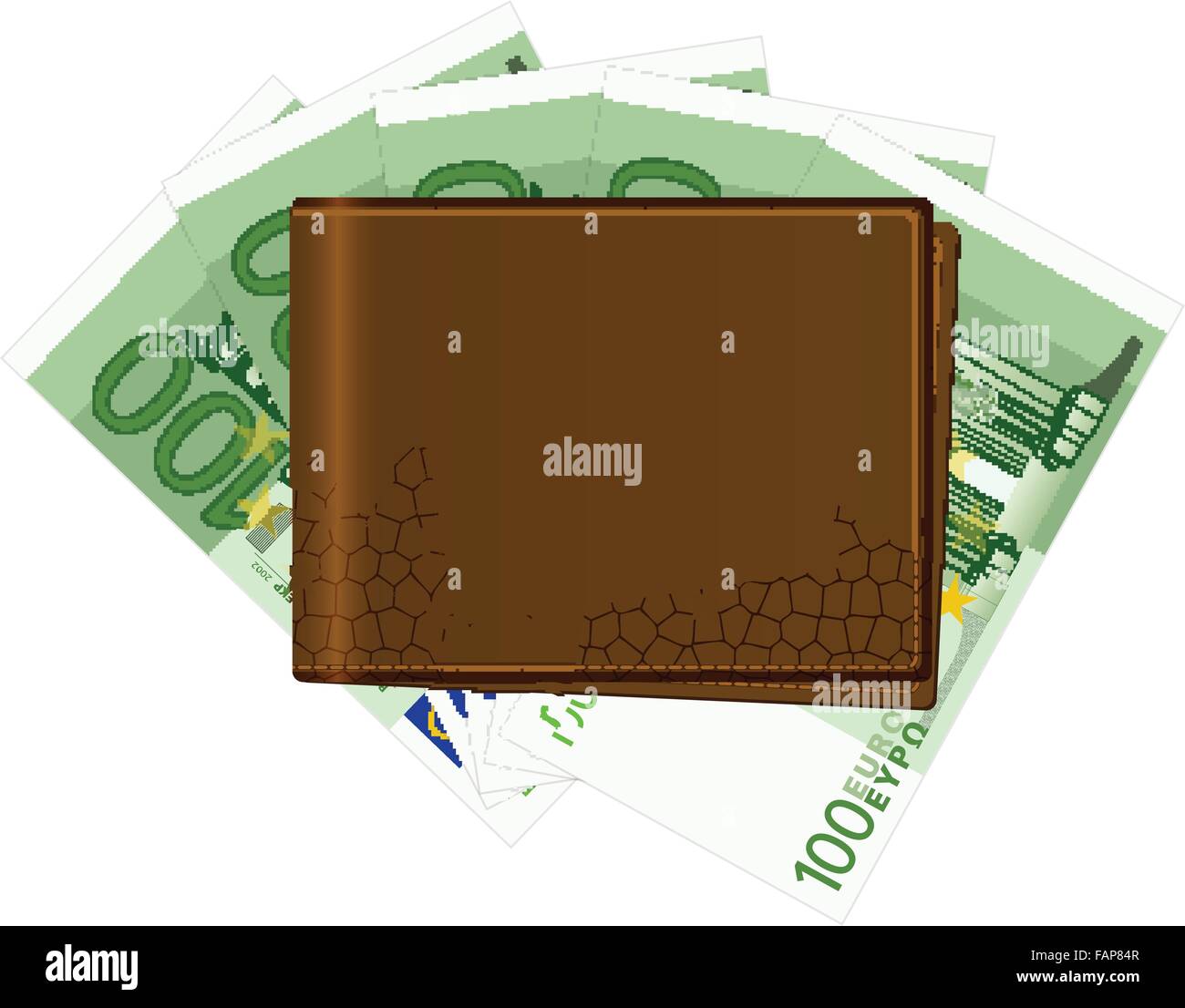 Wallet with euro banknotes and credit cards. Vector illustration Stock ...