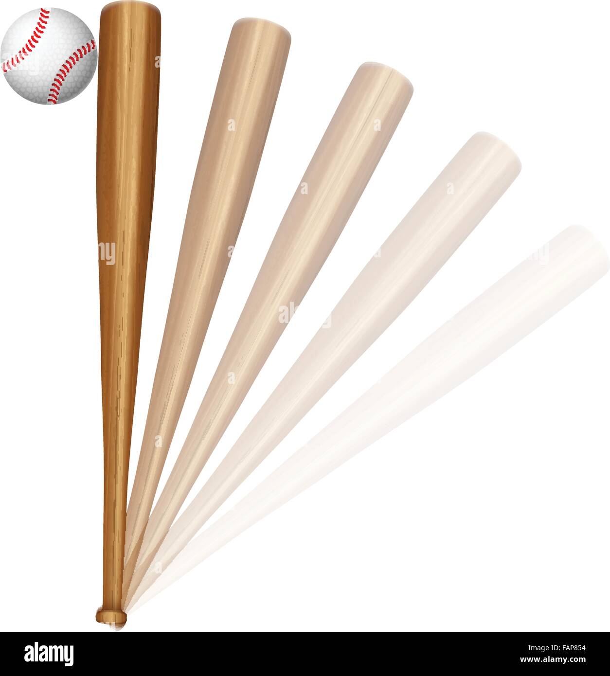 Baseball bat and ball on a white background. Vector illustration. Stock Vector