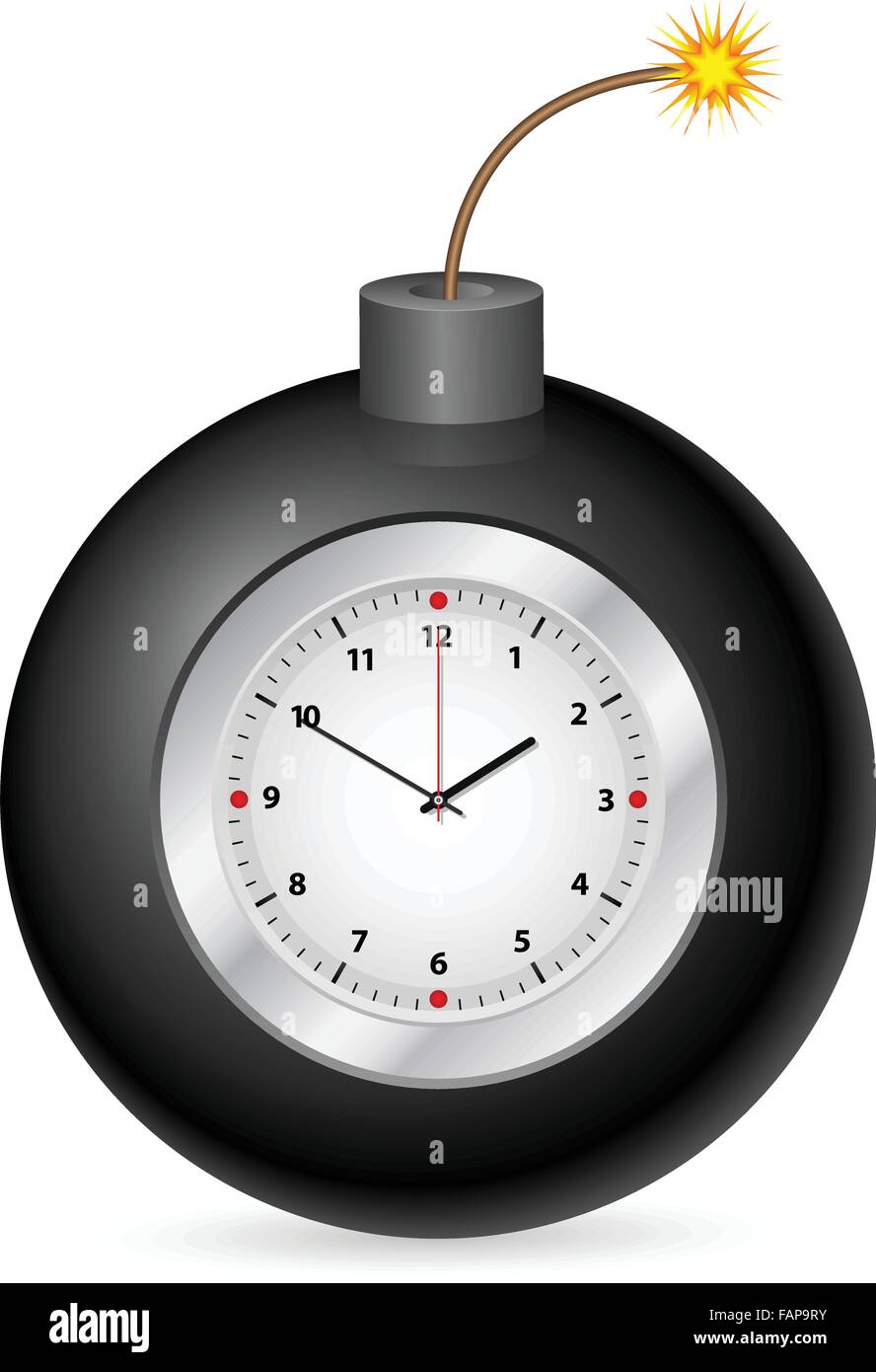 Bomb with clock on a white background. Vector illustration. Stock Vector
