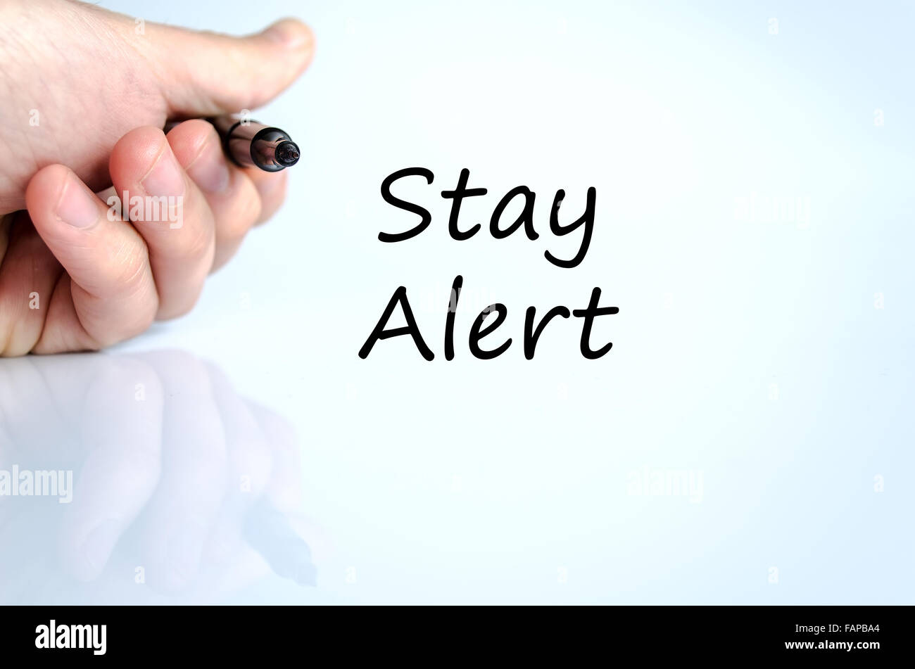 Stay alert text concept isolated over white background Stock Photo