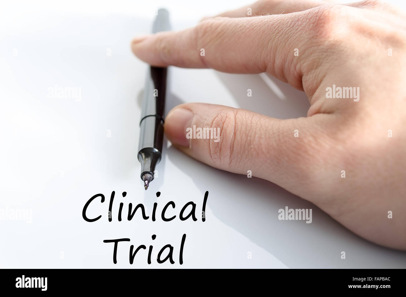 Clinical trial text concept isolated over white background Stock Photo