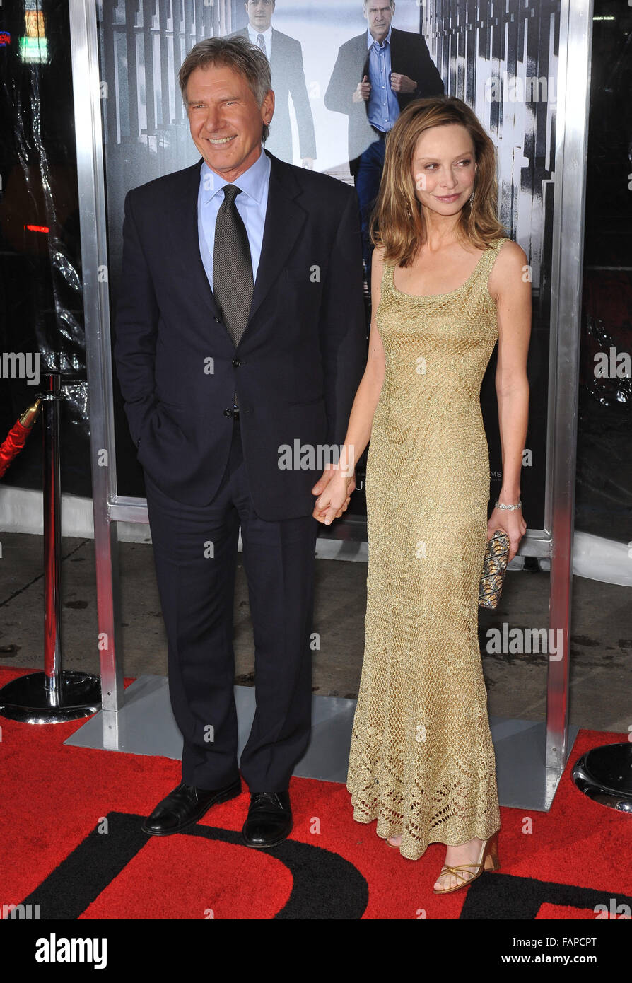 LOS ANGELES, CA - JANUARY 19, 2010: Harrison Ford & Calista Flockhart at the premiere of his new movie 'Extraordinary Measures' at Grauman's Chinese Theatre, Hollywood. Stock Photo