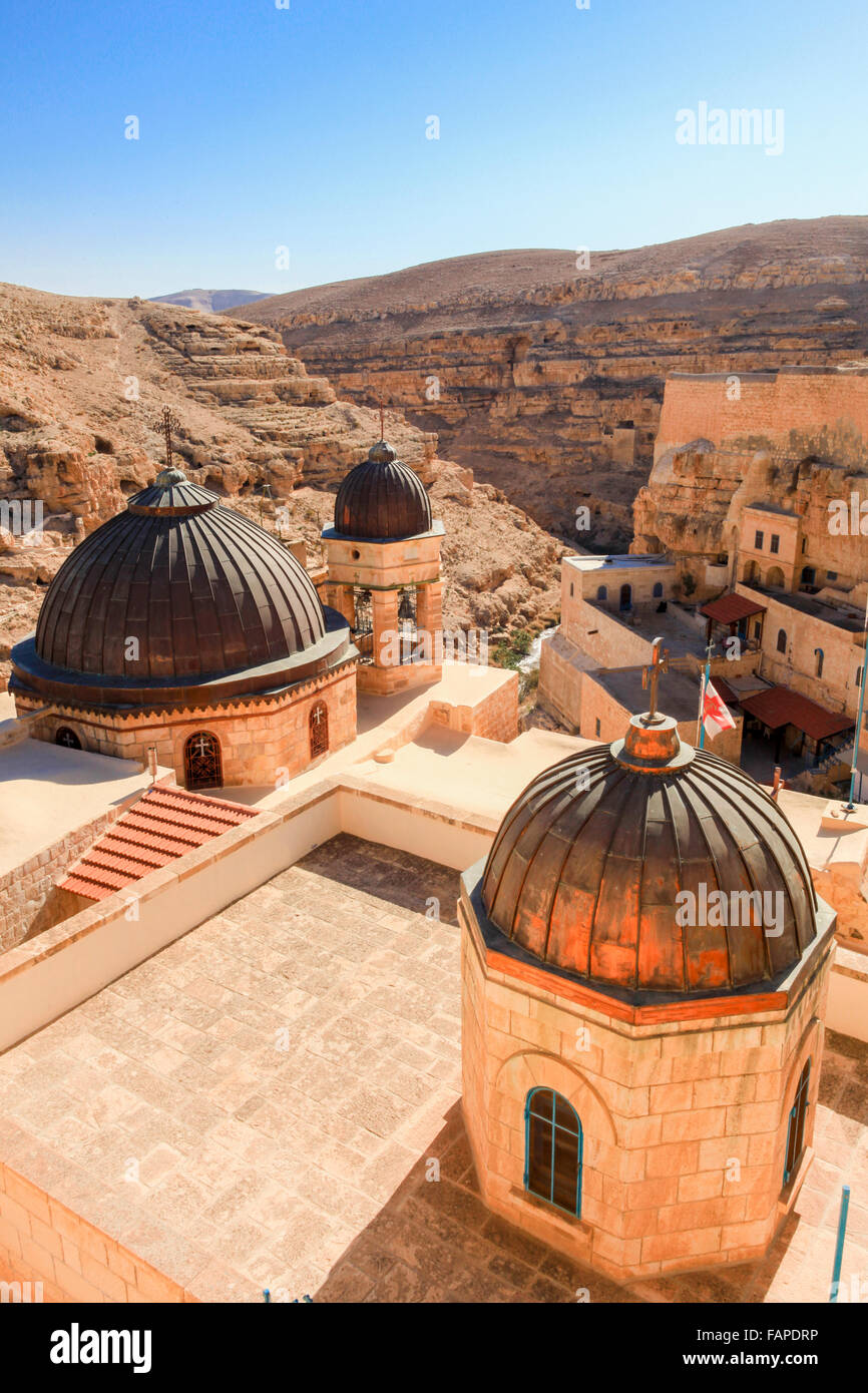 Domes in the Mar saba Greek orthodox monastery Stock Photo