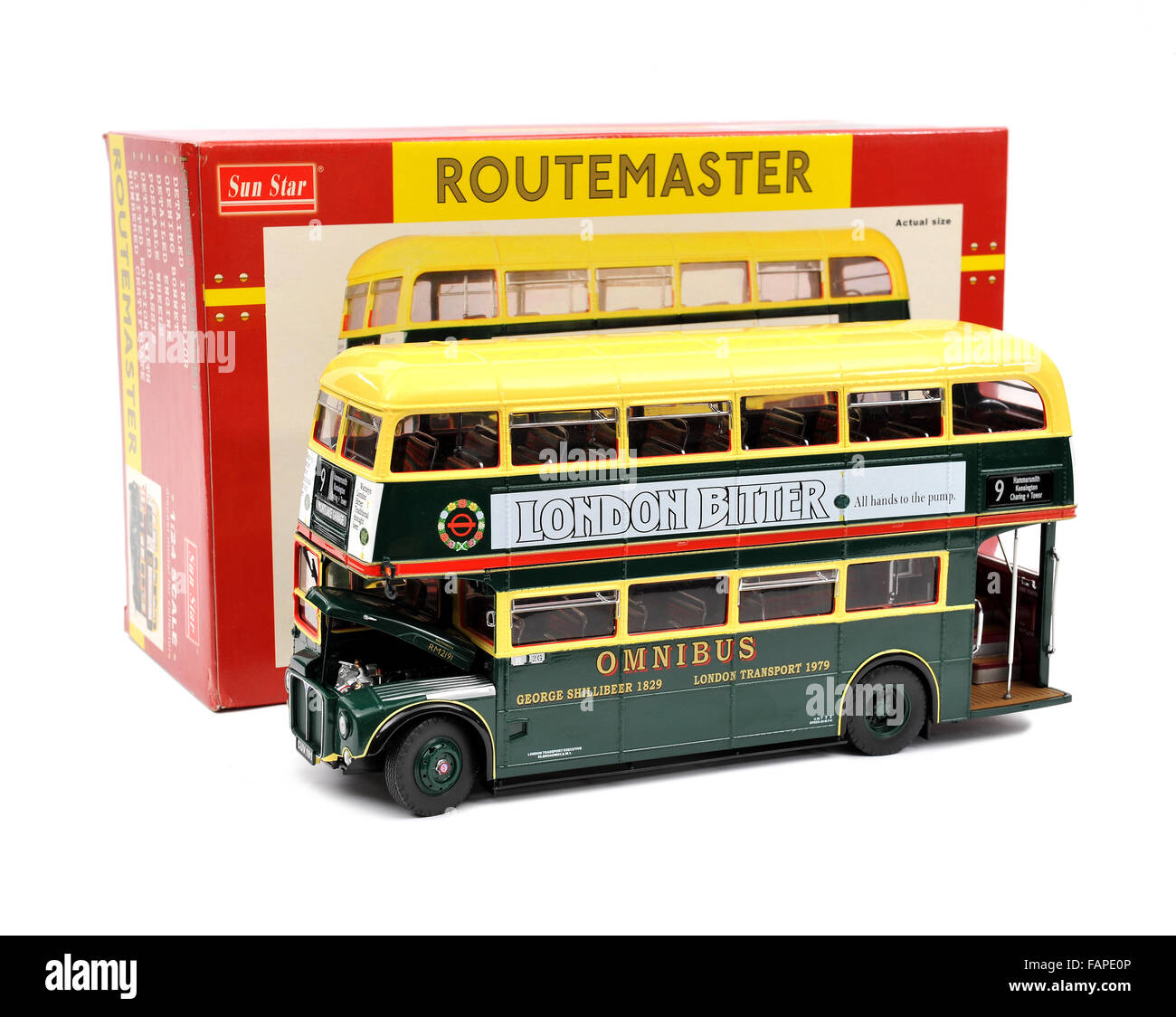 Sun Star London Transport Routemaster double decker bus 1:24 scale model Stock Photo