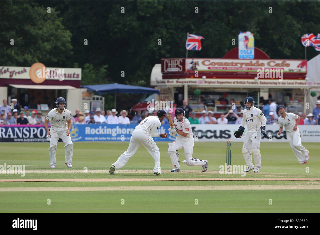 Genaral view of Sussex playing a cricket match at Horsham in West Sussex. Stock Photo