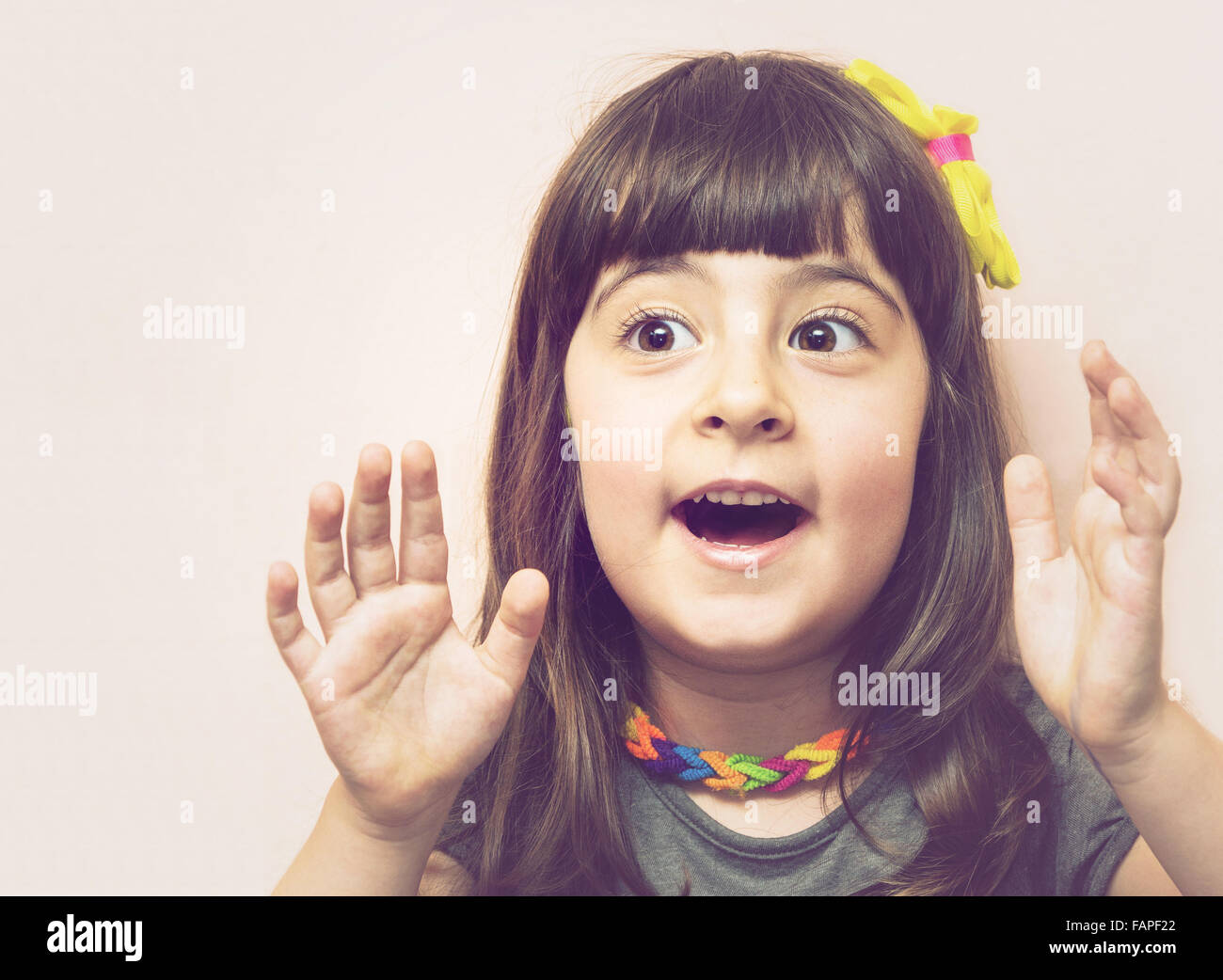Cute child girl portrait at home in soft tones Stock Photo Alamy