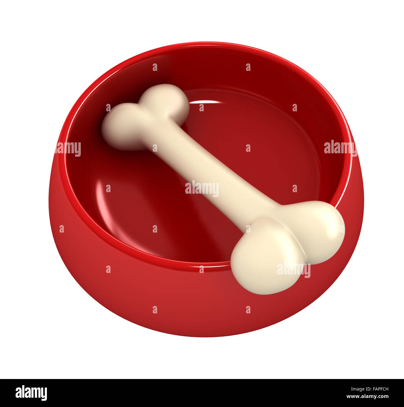 3d render of bone in pet bowl isolated over white Stock Photo
