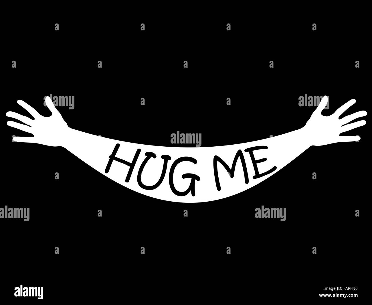Hug me written in open arms and hands, vector Stock Vector Image & Art