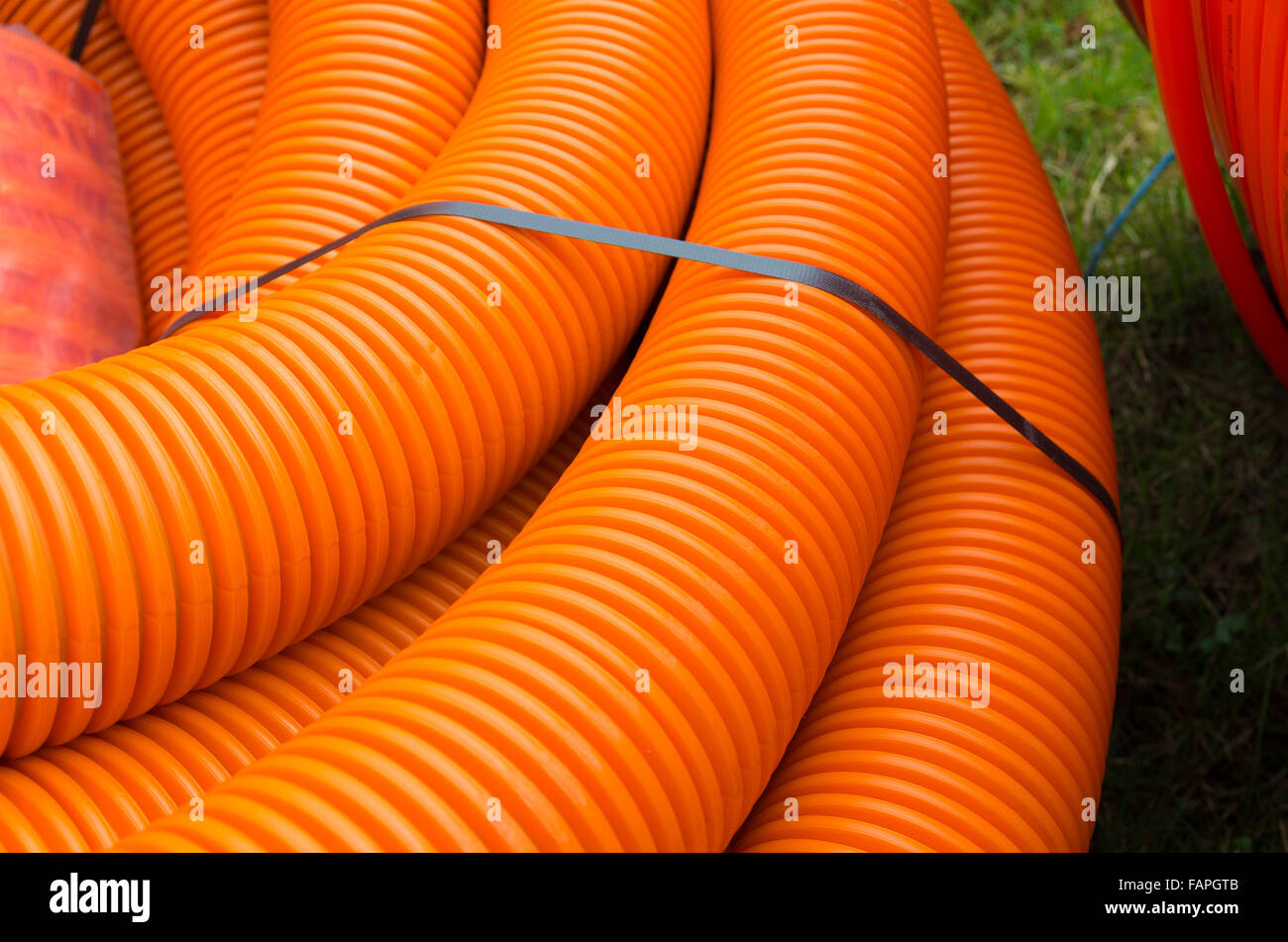 cable hoses for protecting the fiber cables Stock Photo