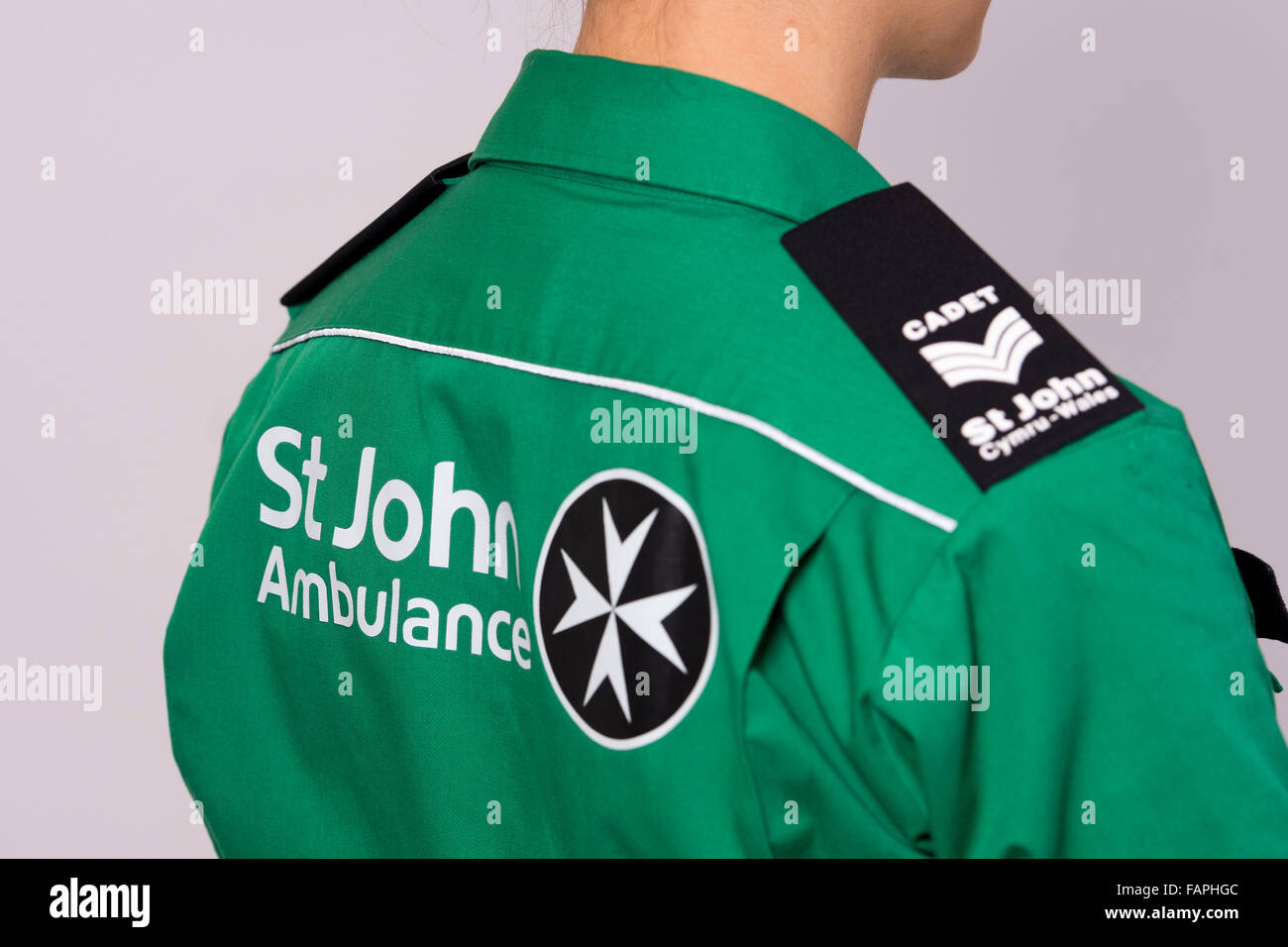 A St. John Ambulance green uniform. Stock Photo