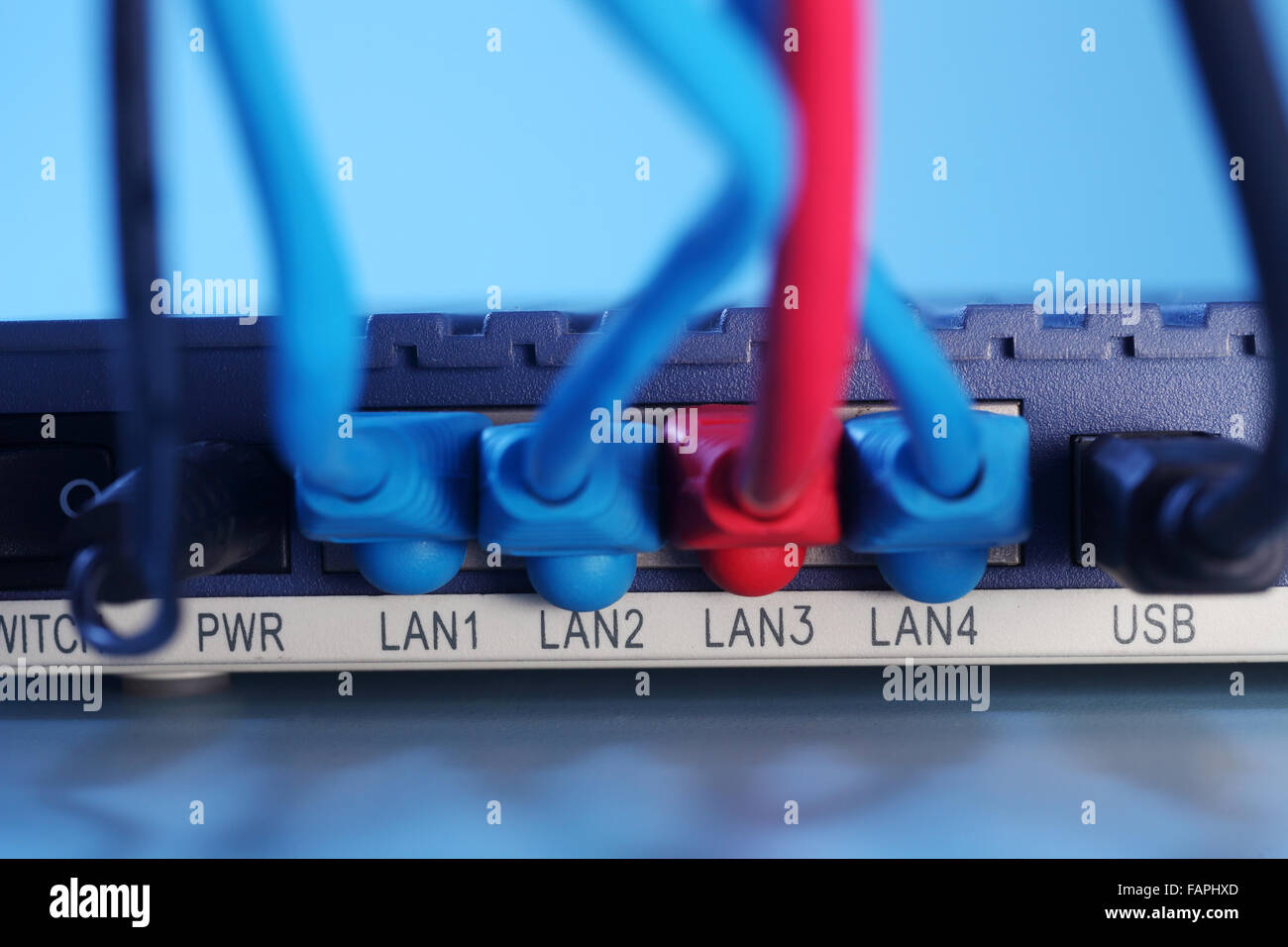 close up of the Cables Plugged into Router Stock Photo Alamy