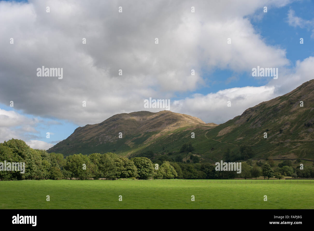 Place Fell and Boardale Hause from near Deepdale Bridge Stock Photo