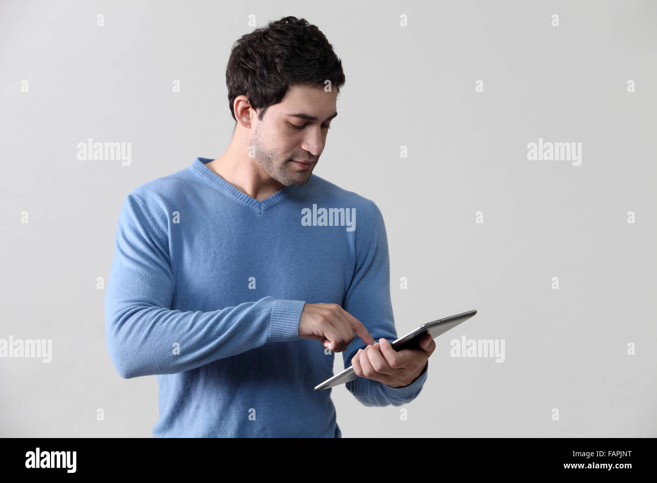 man with a mobile computer Stock Photo - Alamy