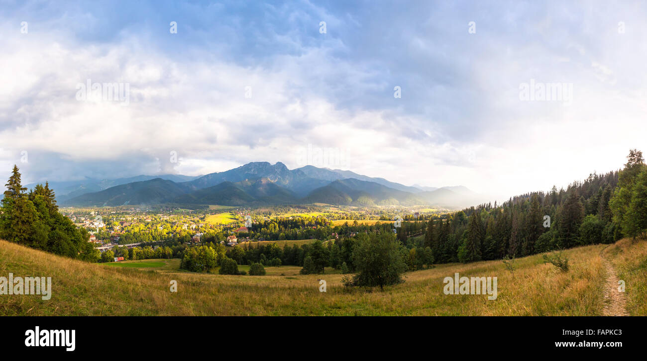 City of Zakopane. Panoramic view from Gubalowka mount. Western Tatras, Poland Stock Photo