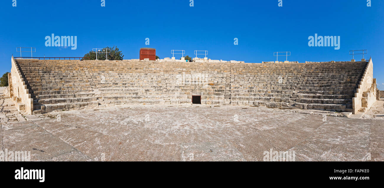 Panoramic view of ancient Greco-Roman theater in Kourion, Cyprus Stock ...