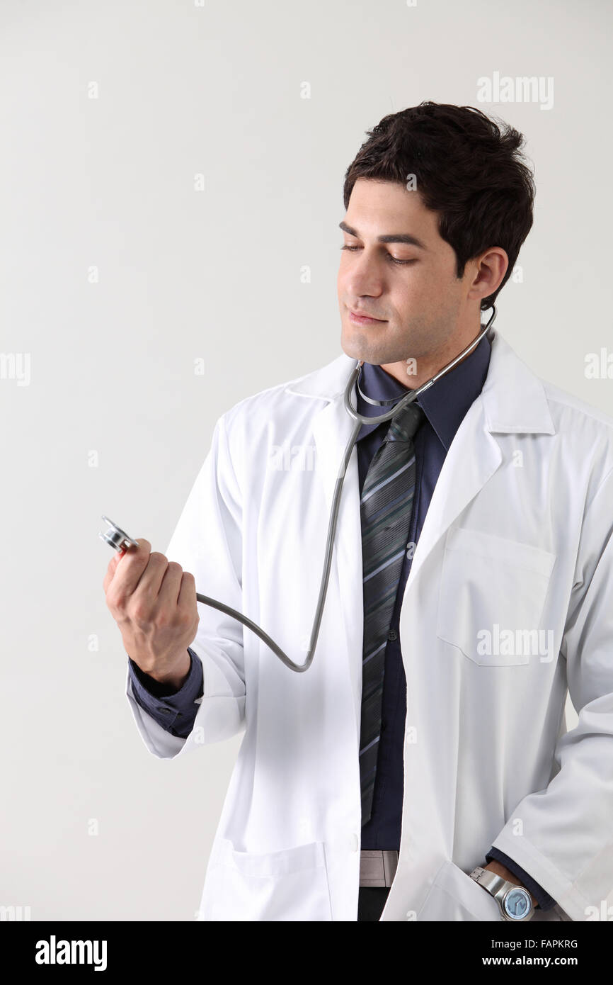 Confident doctor portrait in white background Stock Photo - Alamy
