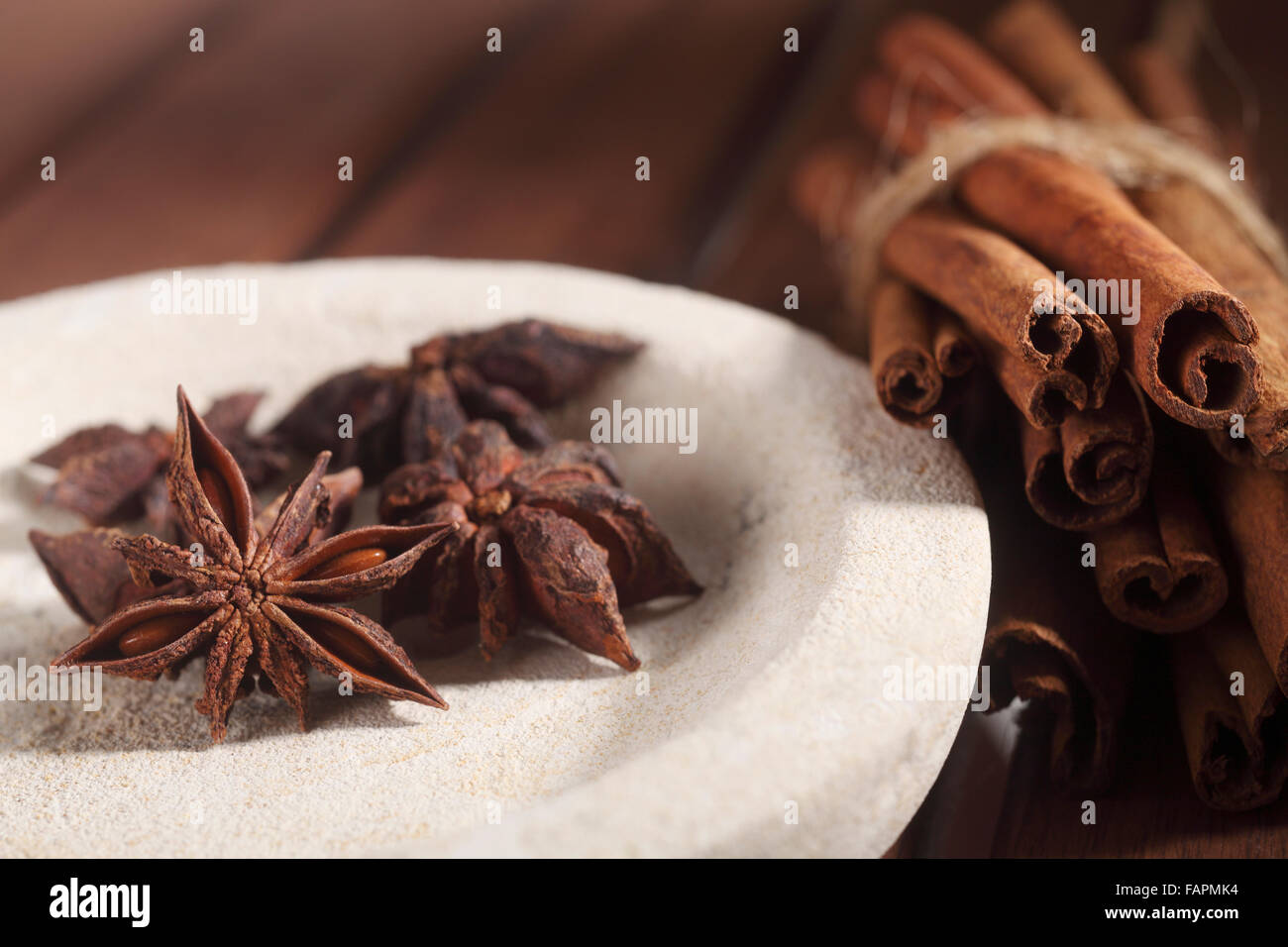 Star Anise fruit (Pimpinella anisum) for cooking. Stock Photo