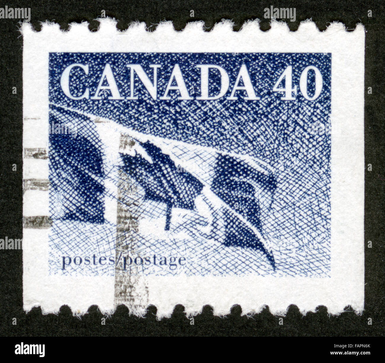 Canada postage stamp, post mark, Canadian flag Stock Photo Alamy
