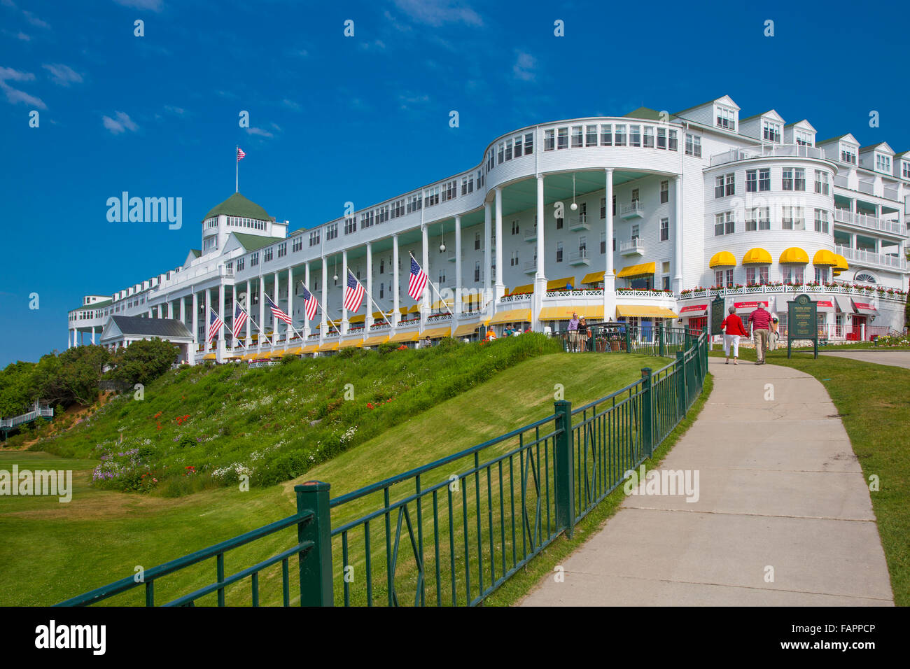 Historic Grand Hotel on resort island of Mackinac Island Michigan built