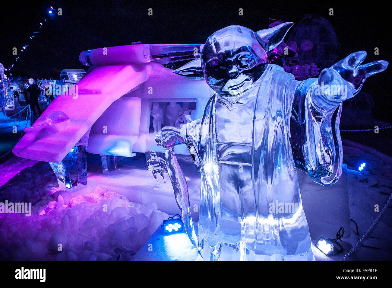 Liege, Belgium. 03rd Jan, 2016. Star Wars Ice Sculpture festival in Liege,  Belgium on 03.01.2016 by Wiktor Dabkowski Credit: dpa picture  alliance/Alamy Live News Stock Photo - Alamy