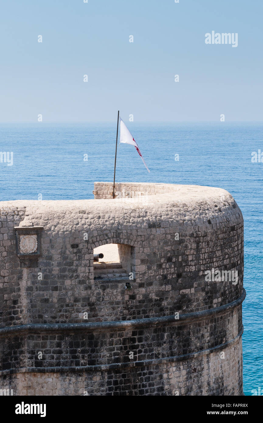 Old castle along the walled city of Dubrovnik, Dalmatia, Croatia, Europe Stock Photo