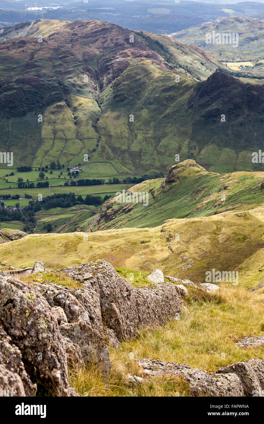 The view down into Langdale in the English Lake District Stock Photo