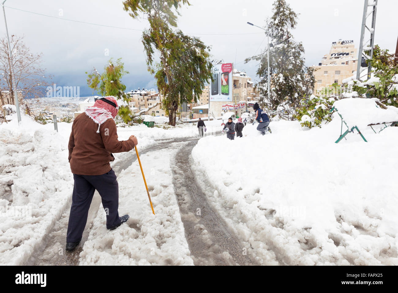 Record snow in Palestine Stock Photo Alamy