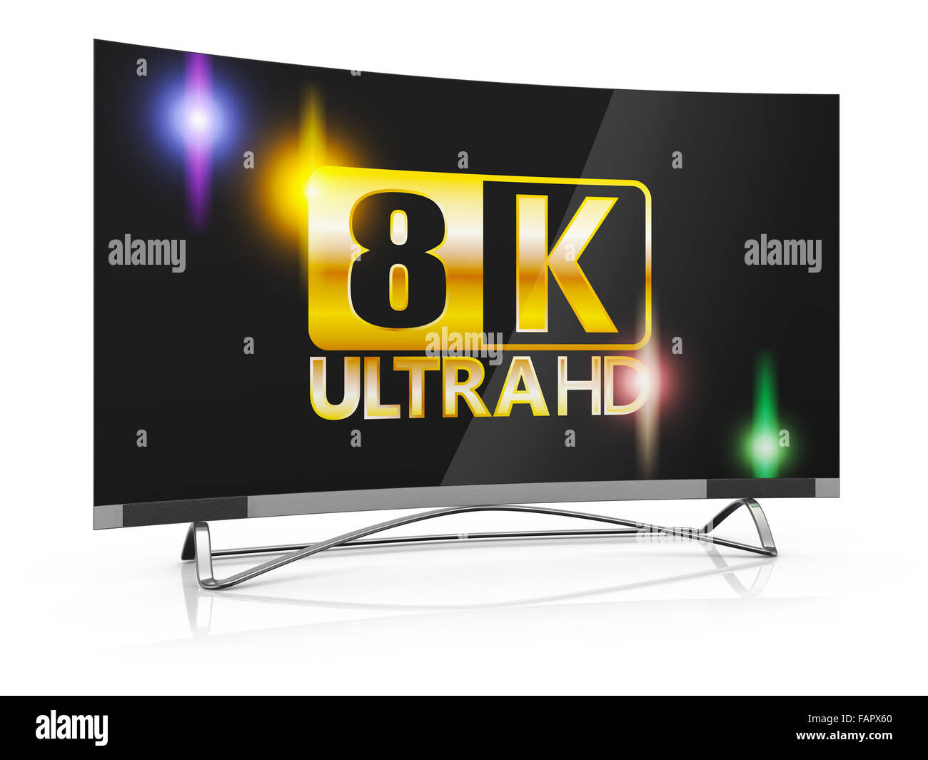 modern TV with 8K Ultra HD inscription on the screen Stock Photo