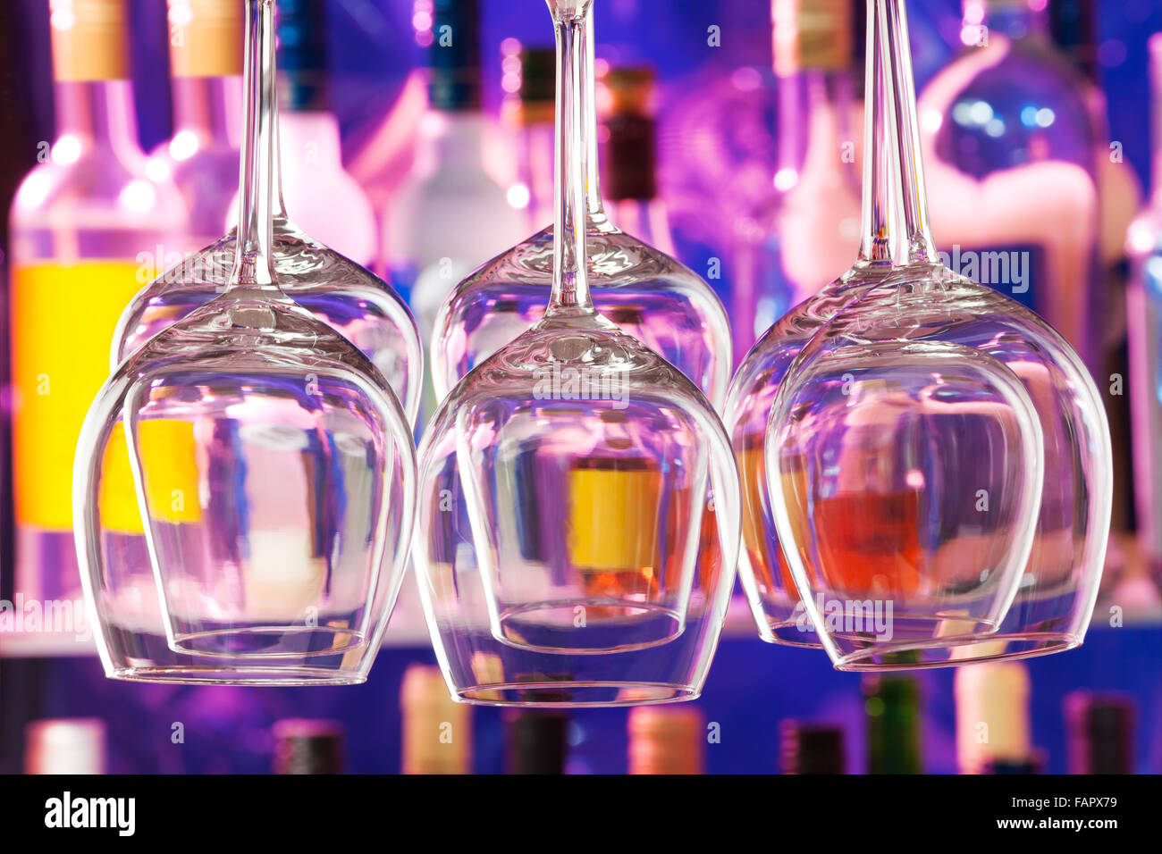 Set of wine glasses closeup shoot in bar Stock Photo Alamy